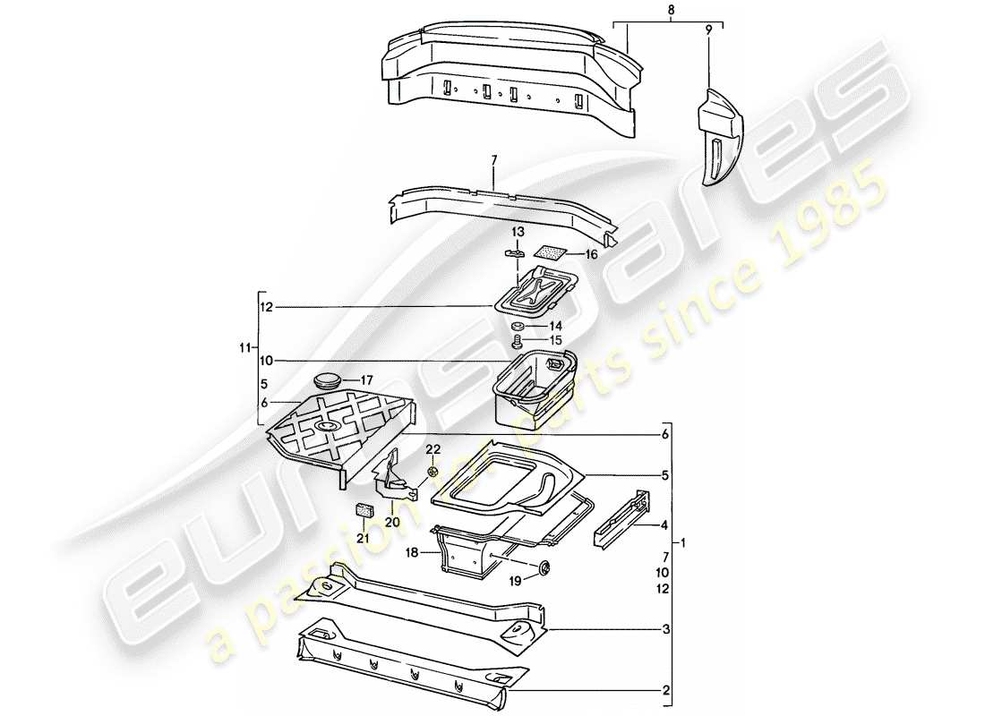 porsche 928 (1984) frame - rear end parts diagram