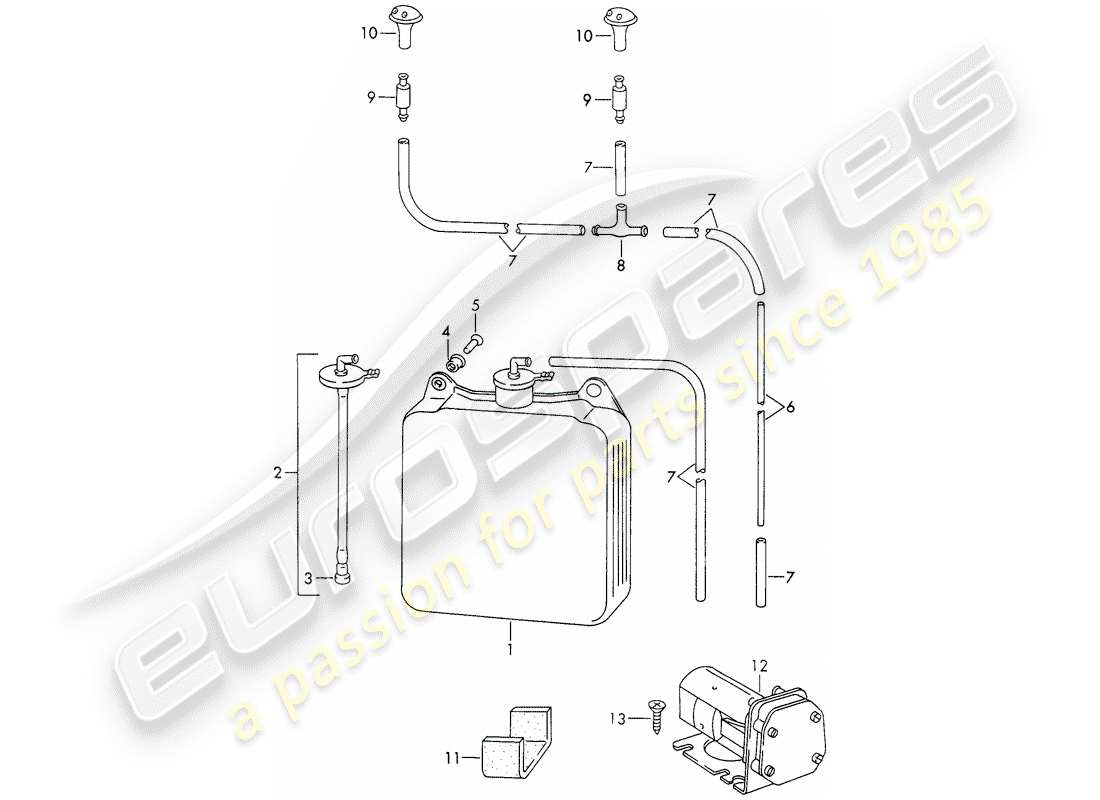 porsche 911/912 (1967) windshield washer unit - d >> - mj 1967 part diagram