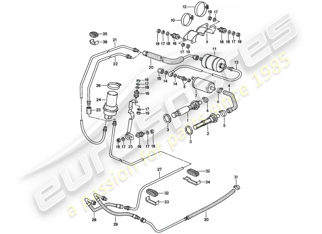 porsche 928 (1984) fuel system parts diagram