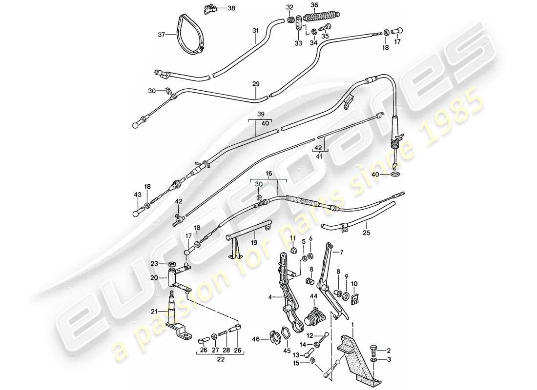 porsche 928 (1984) throttle control parts diagram