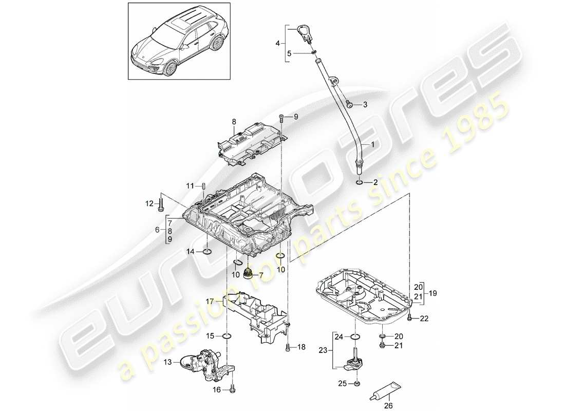 porsche cayenne e2 (2013) oil-conducting housing part diagram