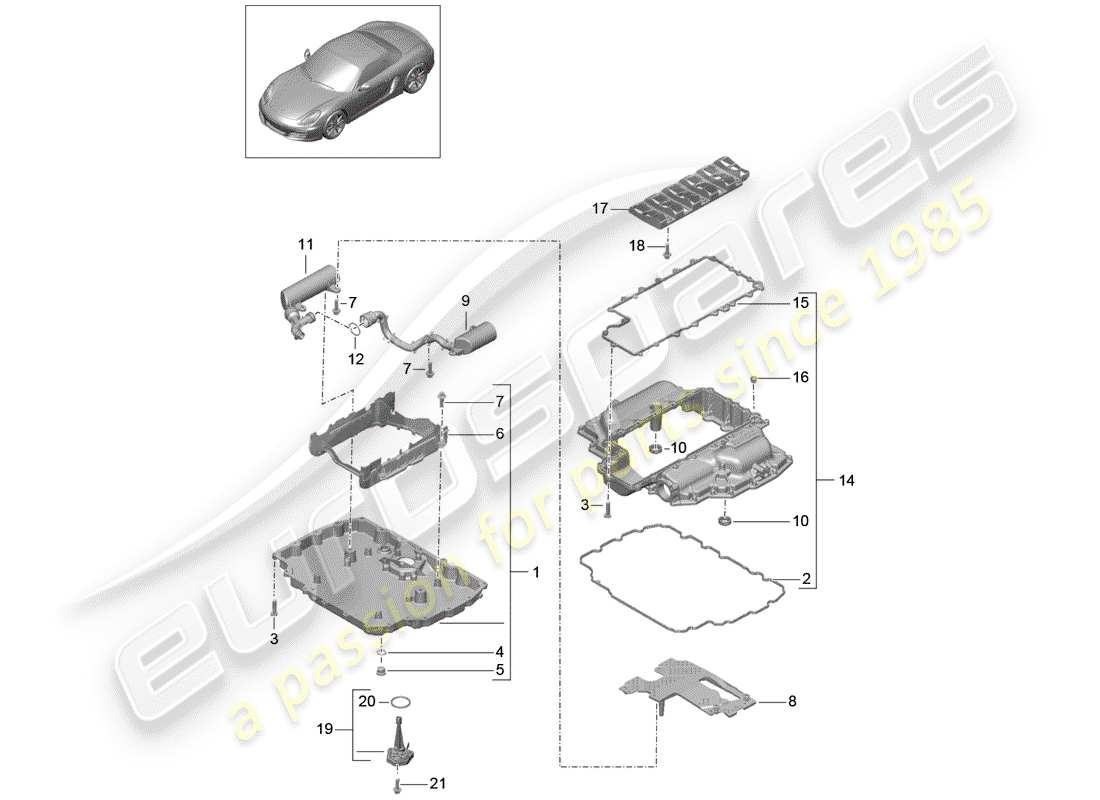 porsche boxster 981 (2013) oil pan parts diagram