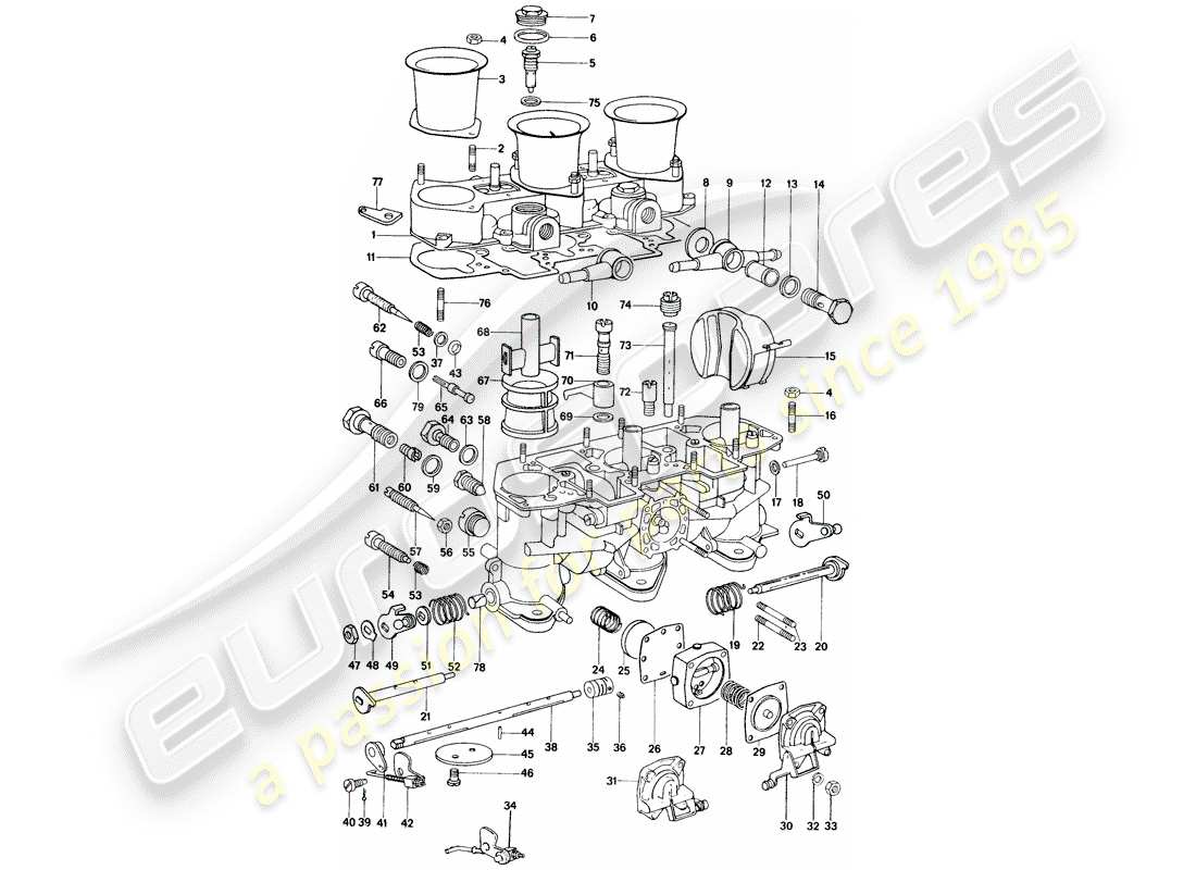 porsche 914 (1974) carburetor - repair material part diagram