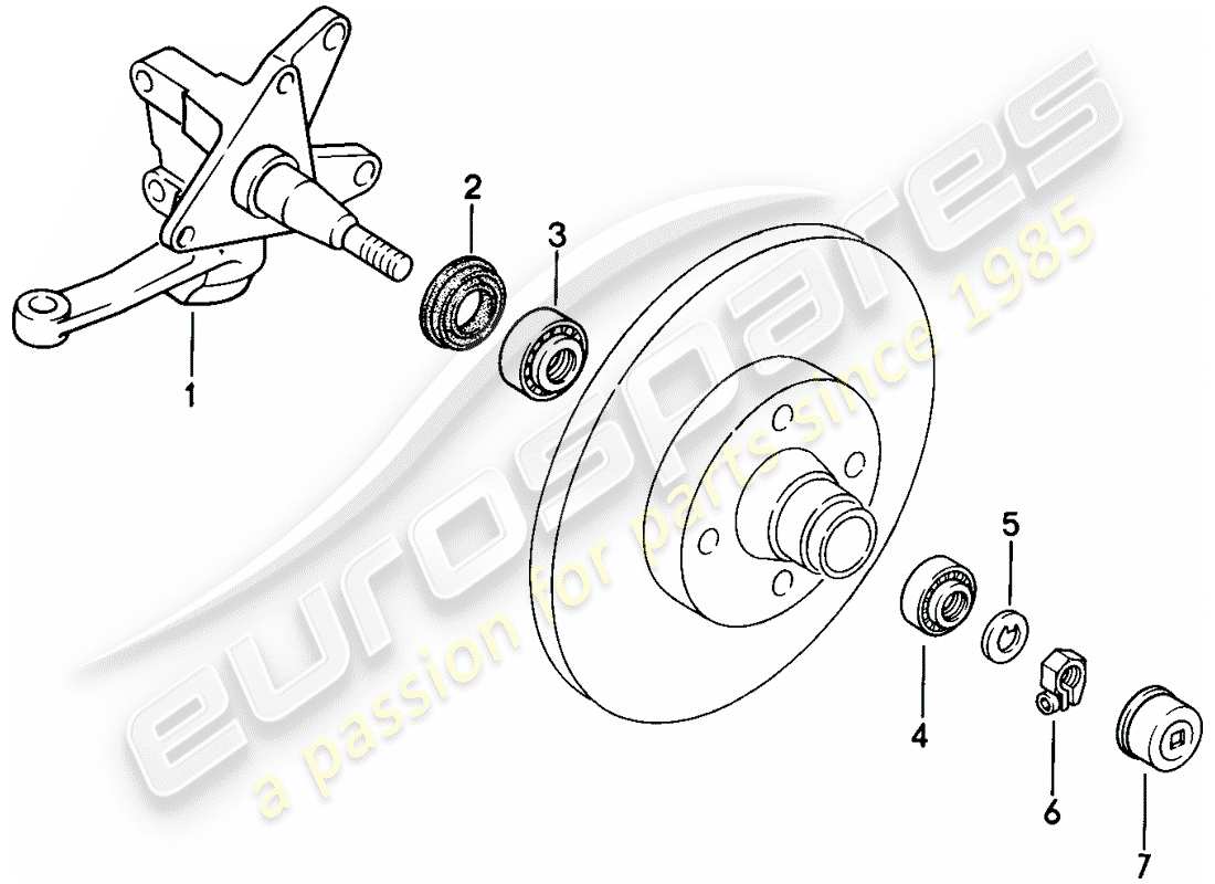 porsche 924 (1976) steering knuckle - lubricants parts diagram