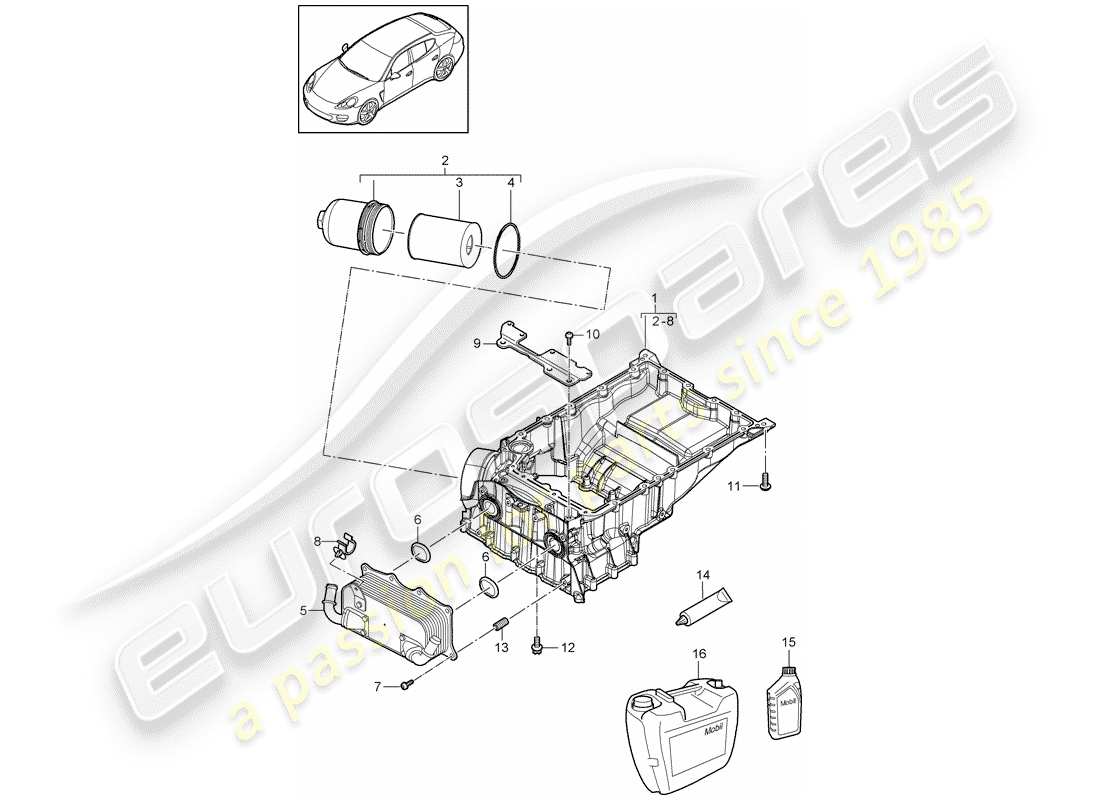 porsche panamera 970 (2016) oil-conducting housing part diagram