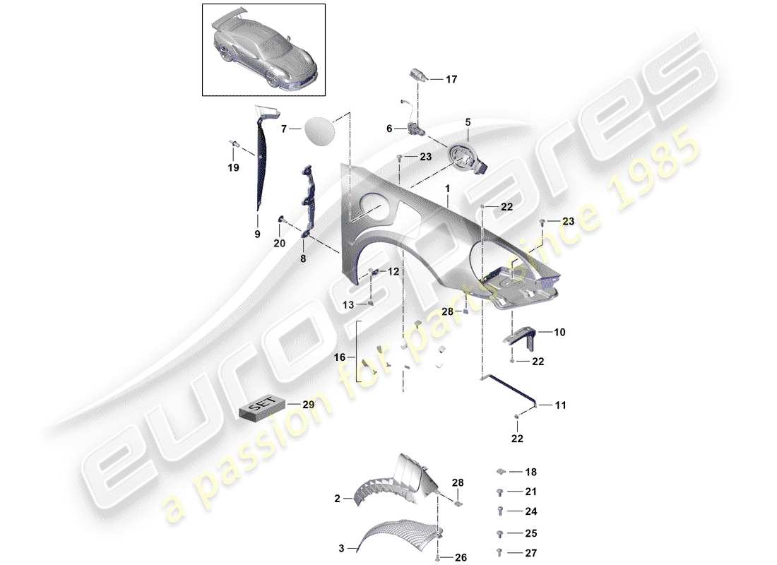 porsche 991r/gt3/rs (2017) fasteners part diagram