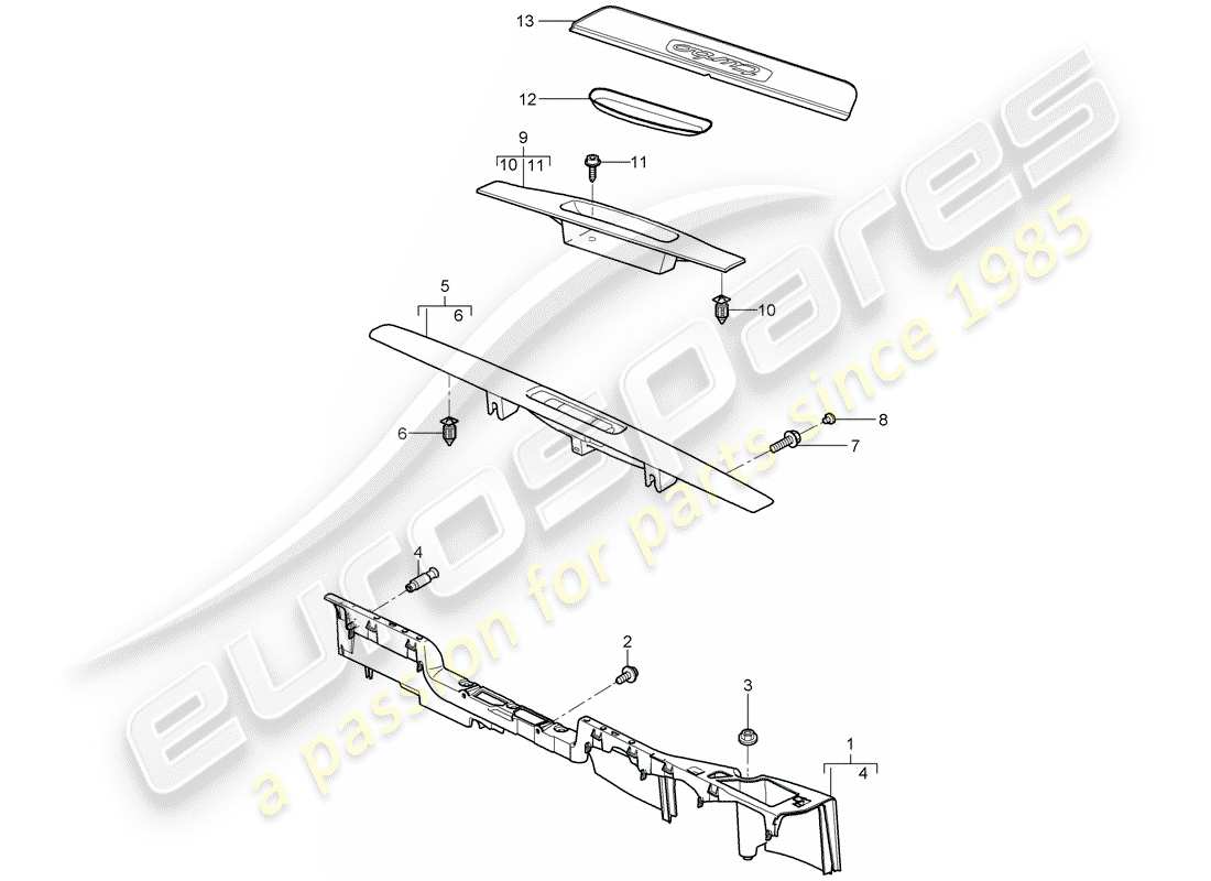 porsche 997 t/gt2 (2007) lining part diagram