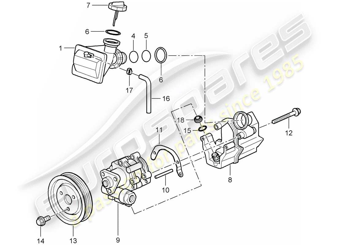 porsche cayman 987 (2007) power steering part diagram