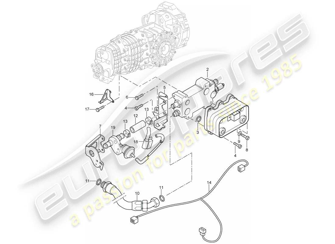 porsche 996 t/gt2 (2004) gear oil cooler - lines parts diagram
