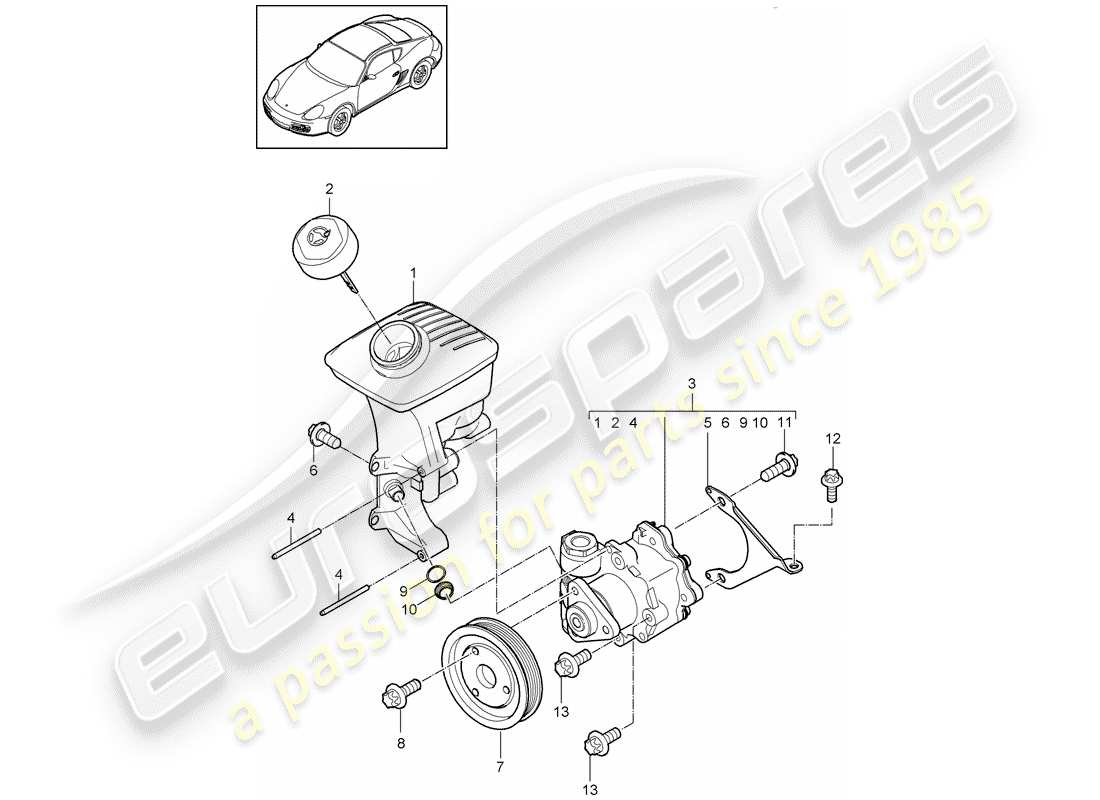 porsche cayman 987 (2010) power steering parts diagram