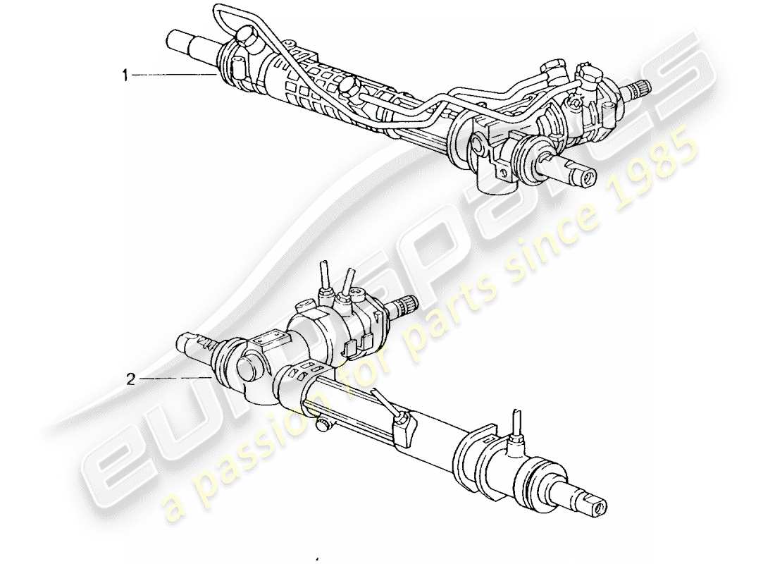 porsche replacement catalogue (1991) steering gear part diagram