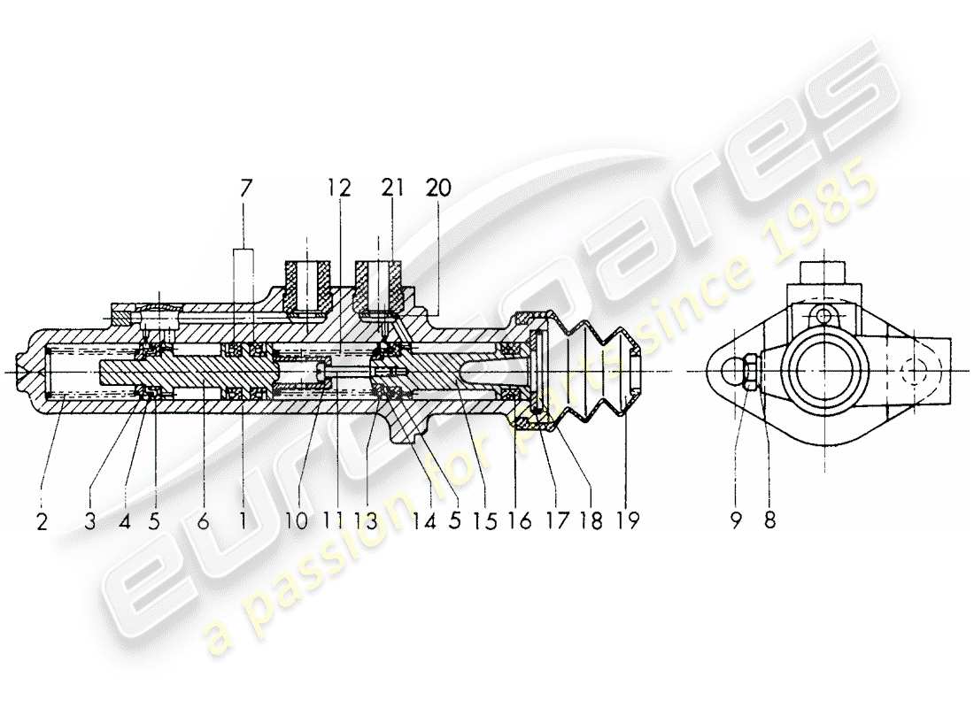 porsche 911 (1971) brake master cylinder - $ 19,05 - without: - warning function - single parts part diagram