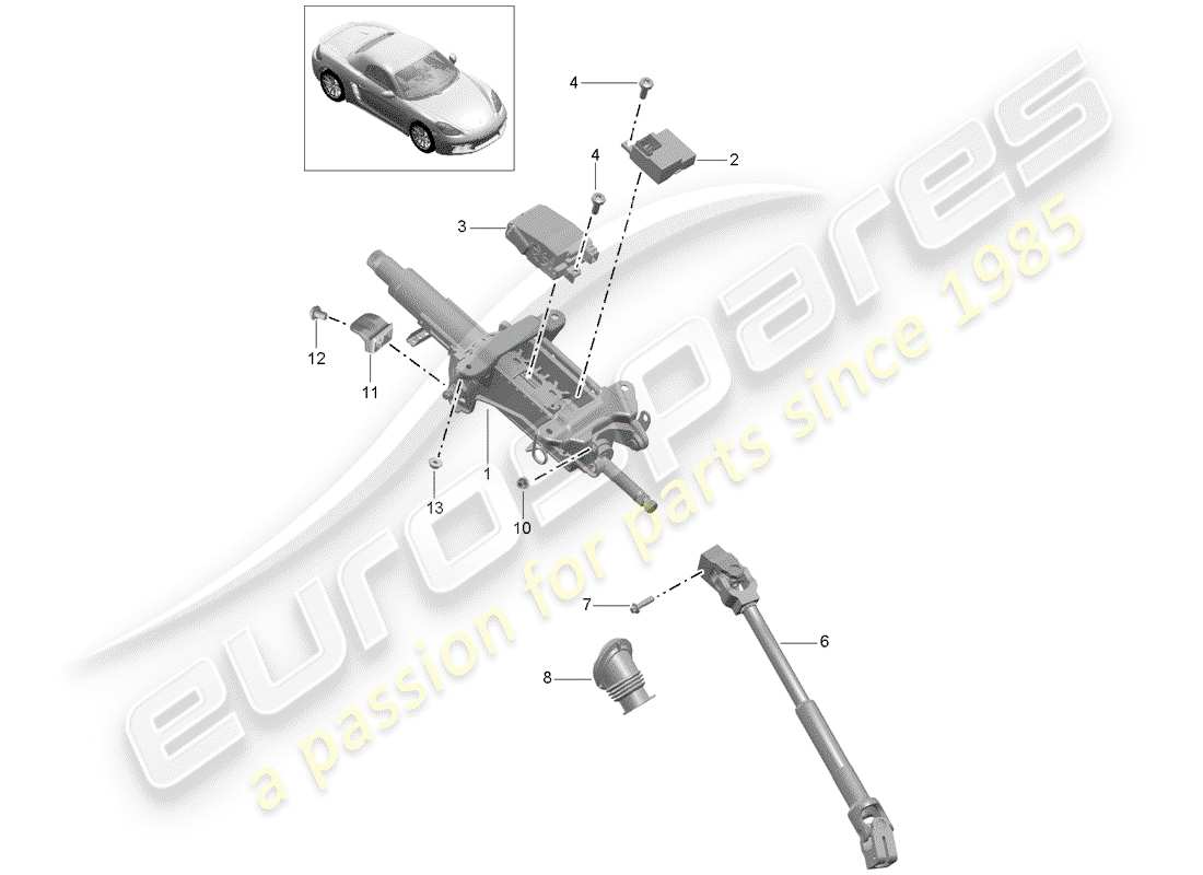 porsche 718 boxster (2018) steering column parts diagram