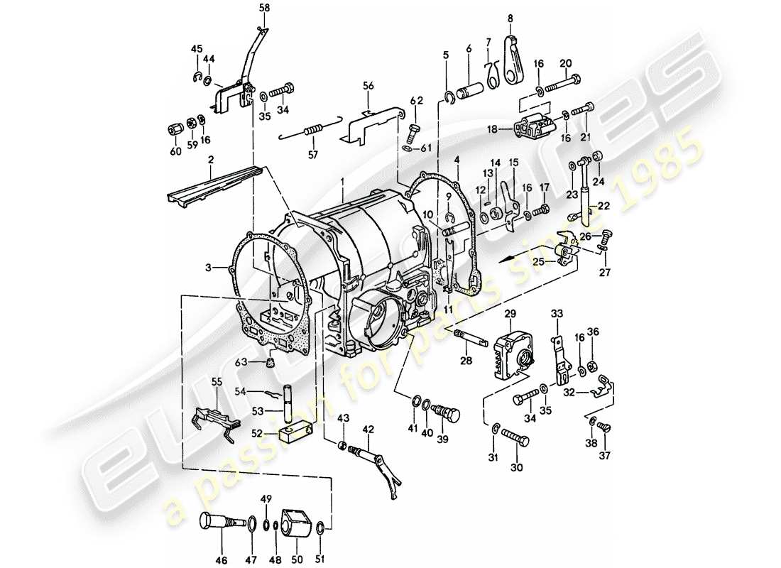 porsche 928 (1981) transmission case - 2 - automatic transmission parts diagram