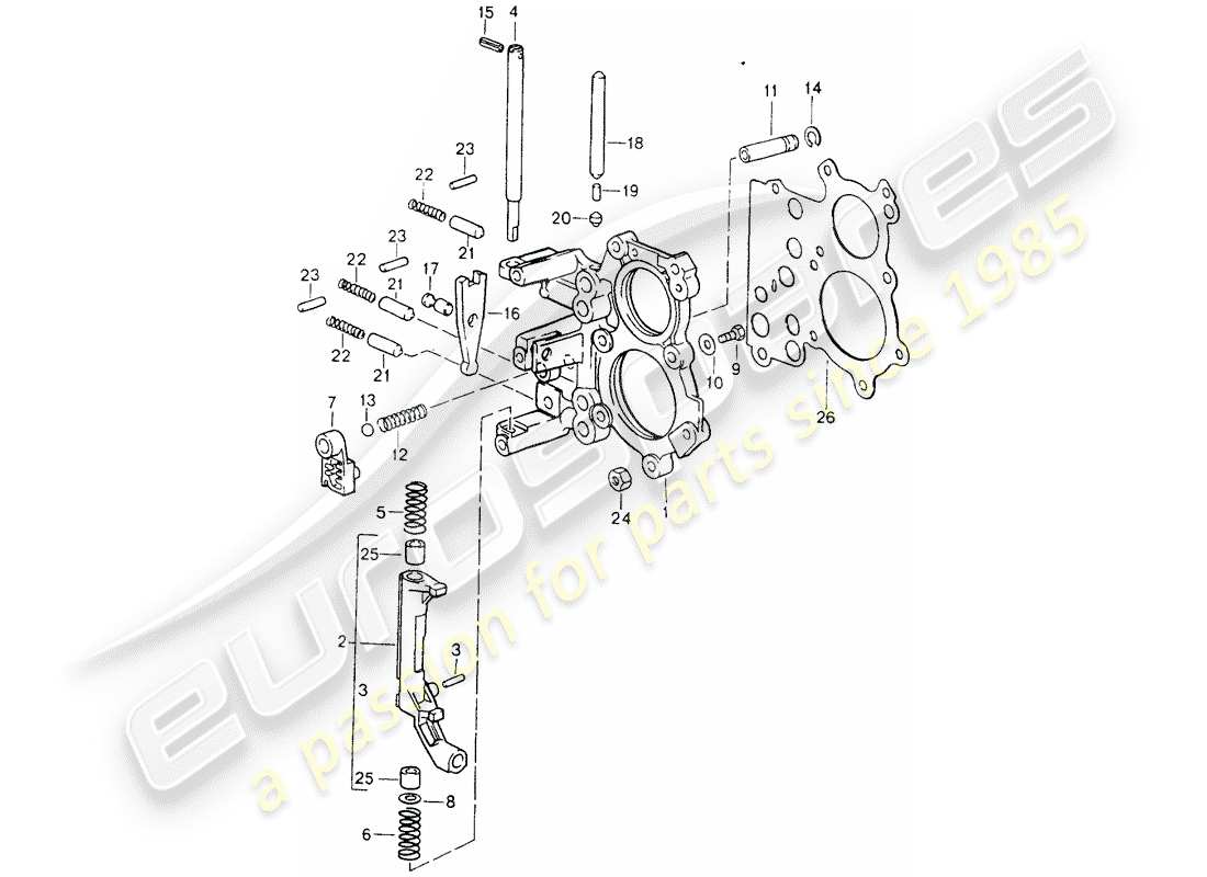 porsche 964 (1992) tensioning plate - shift control lock device part diagram