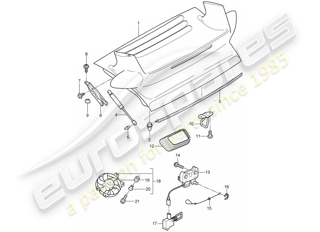 porsche 997 t/gt2 (2007) cover part diagram