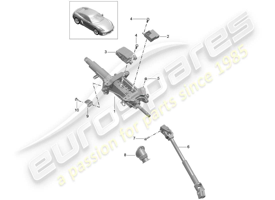 porsche cayman 981 (2016) steering column part diagram