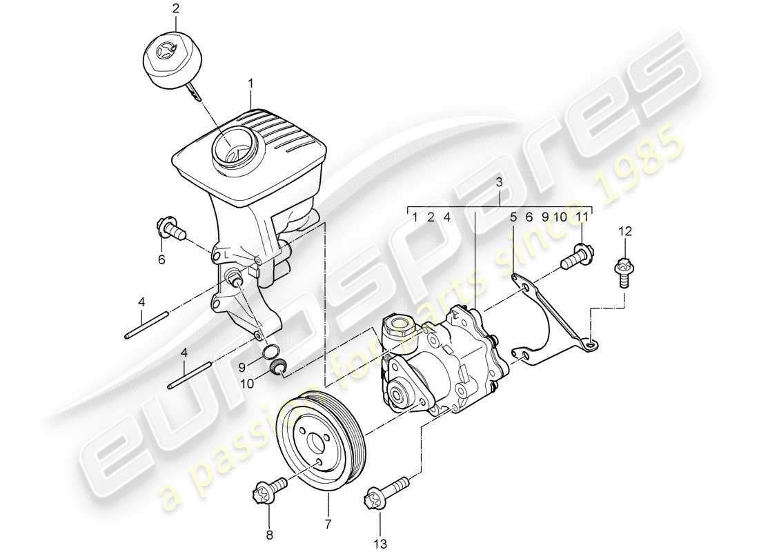 porsche boxster 987 (2010) power steering parts diagram
