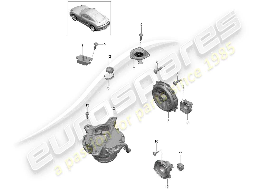 porsche cayman 981 (2014) loudspeaker parts diagram
