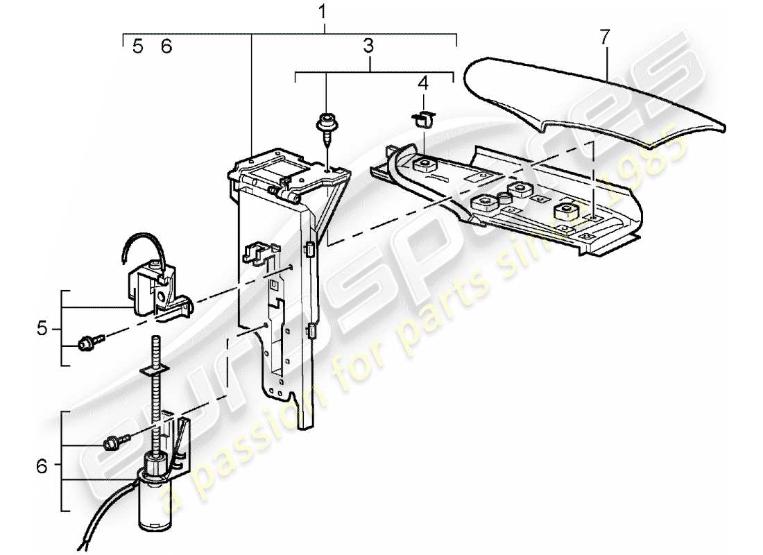 porsche 996 t/gt2 (2001) flap - folding top parts diagram