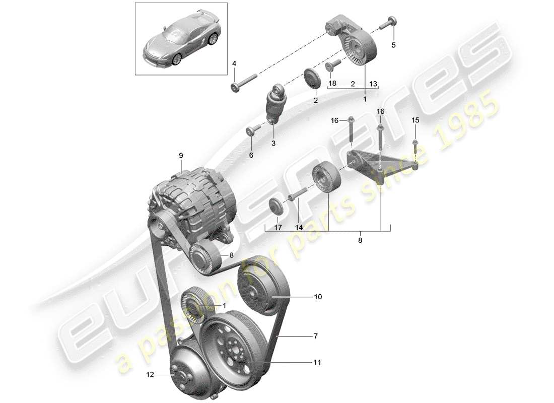 porsche 2016 belt tensioner part diagram