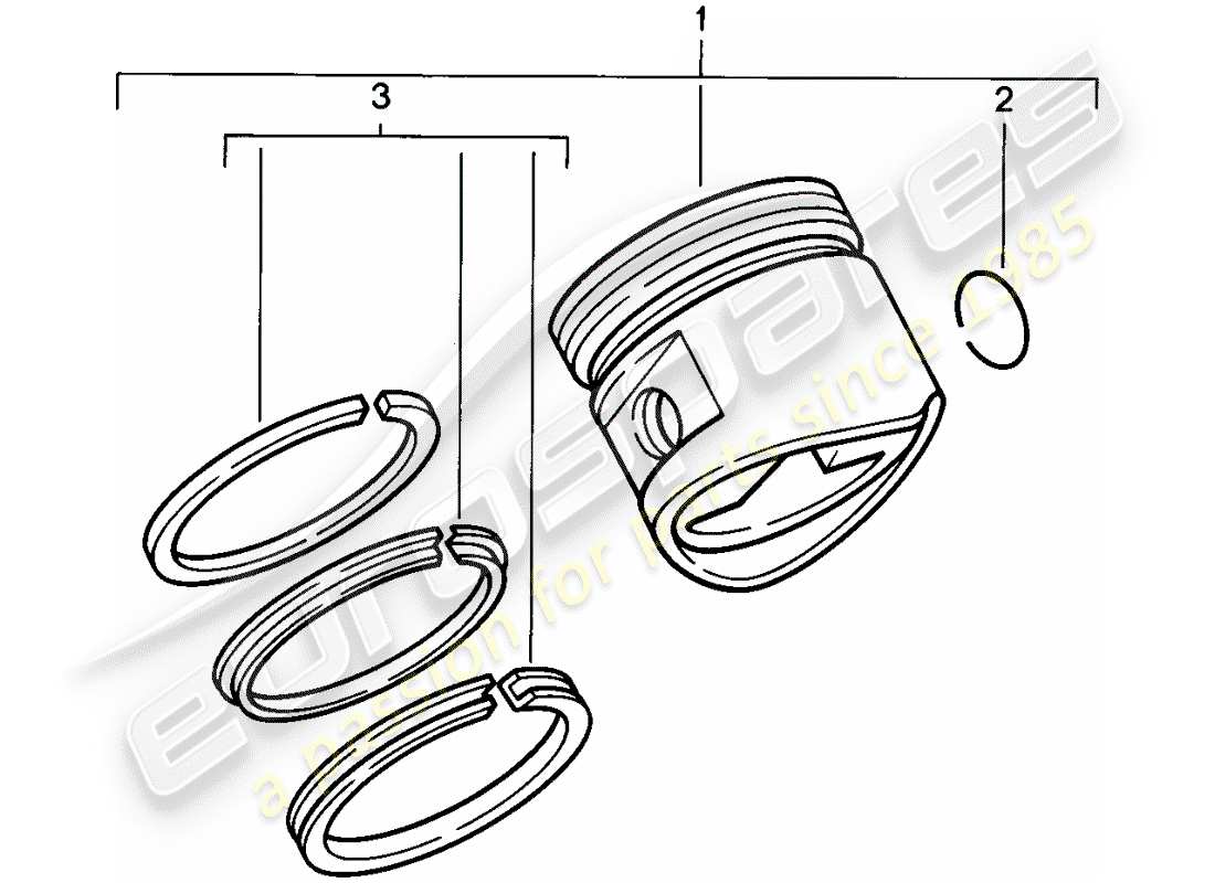 porsche 928 (1981) piston - piston rings parts diagram