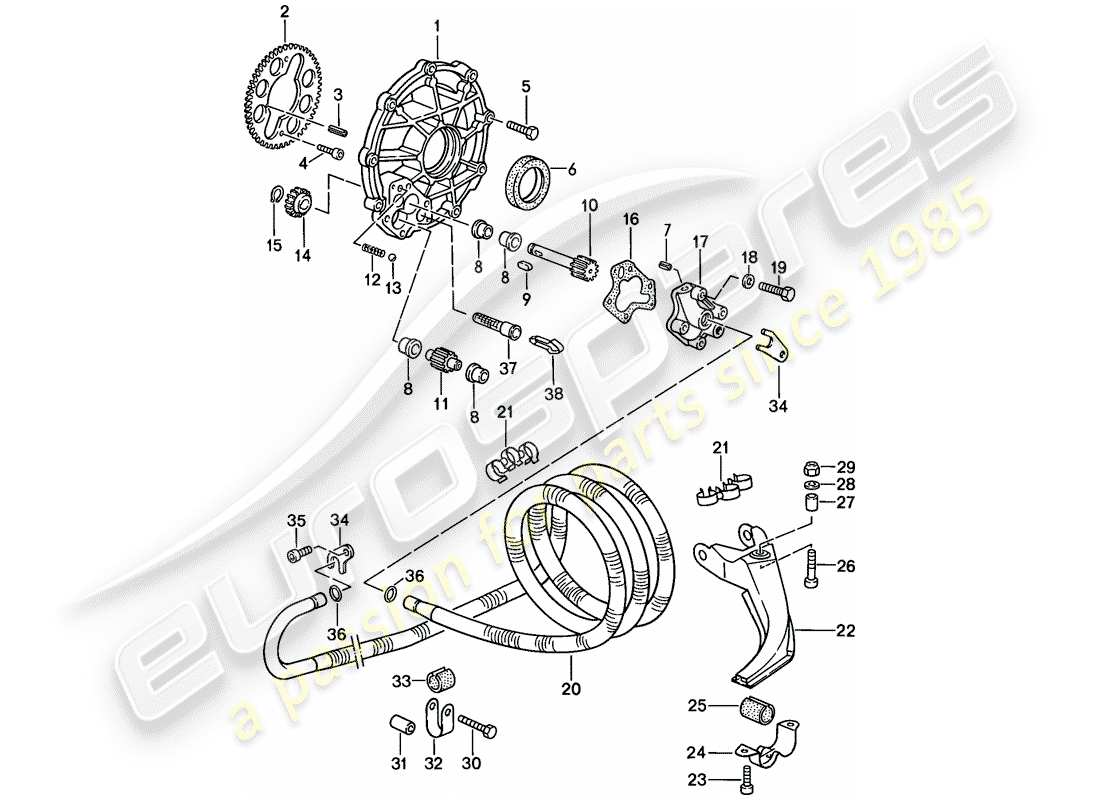 porsche 944 (1988) oil cooling parts diagram