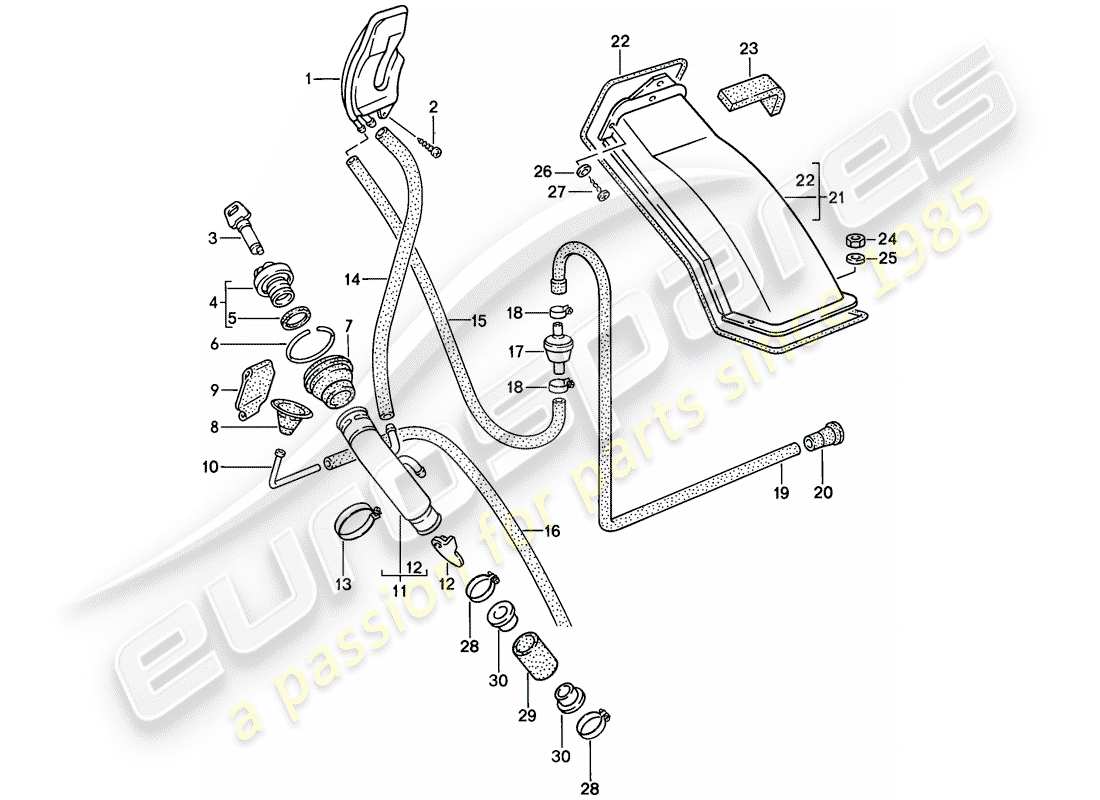 porsche 944 (1988) filler neck parts diagram