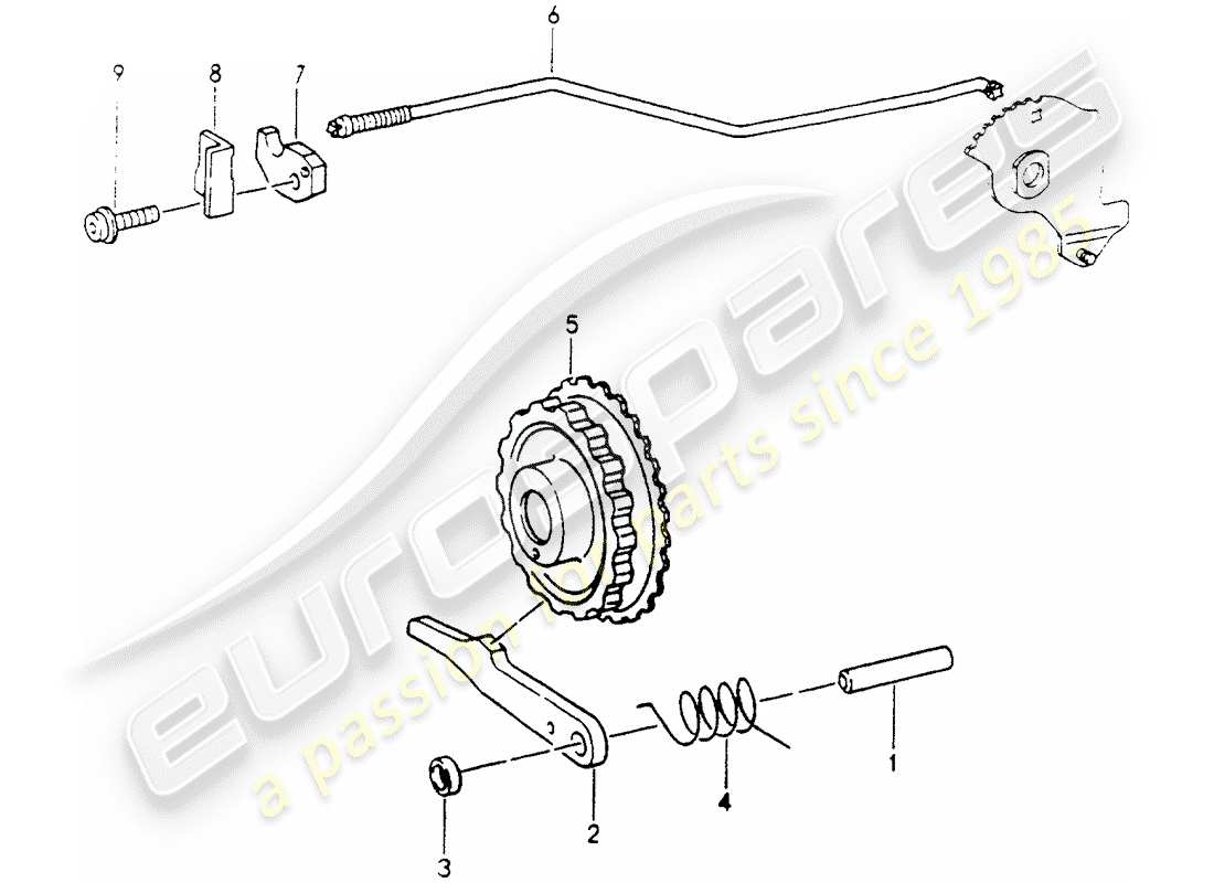 porsche 964 (1990) tiptronic - parking lock part diagram