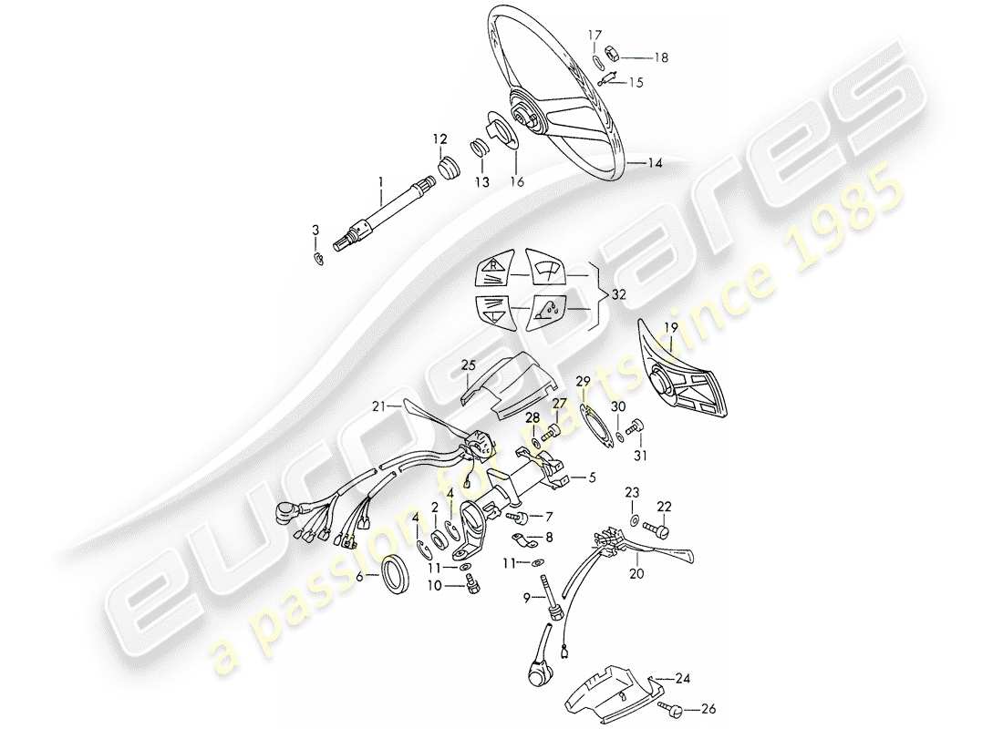 porsche 911/912 (1967) intermediate steering shaft - steering wheel - steering column switch - d - mj 1969>> - mj 1969 part diagram