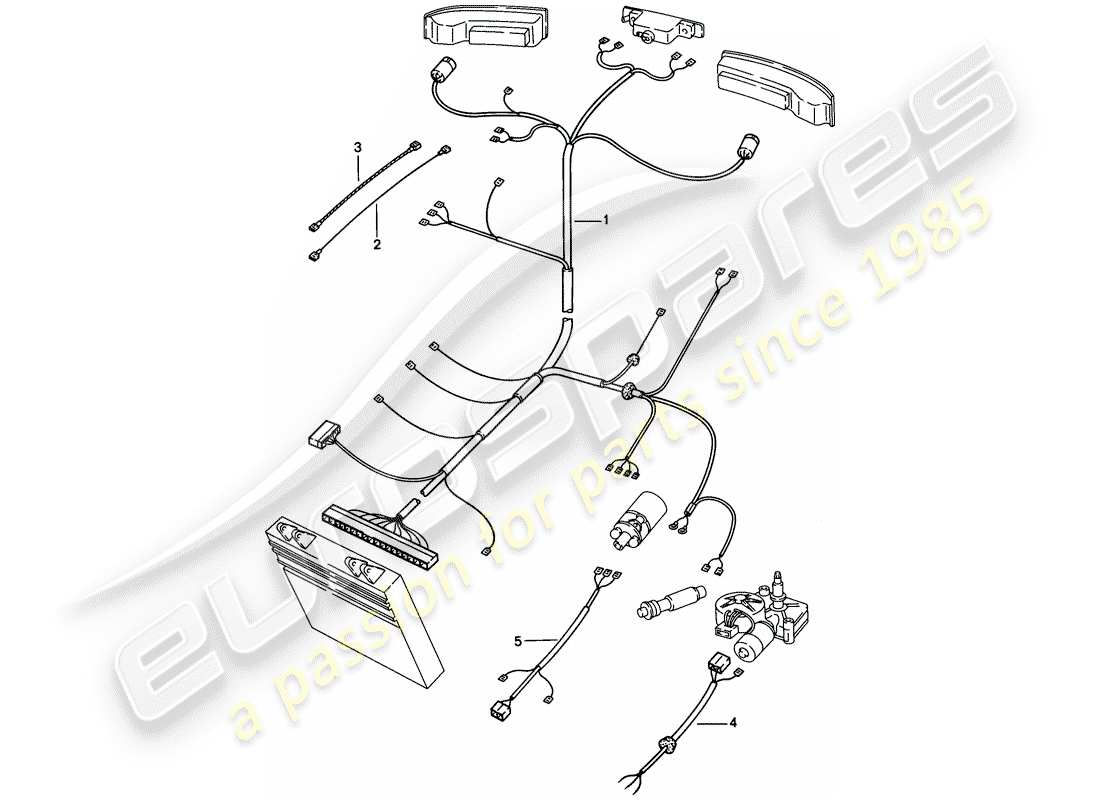 porsche 924s (1987) wiring harnesses - rear end part diagram