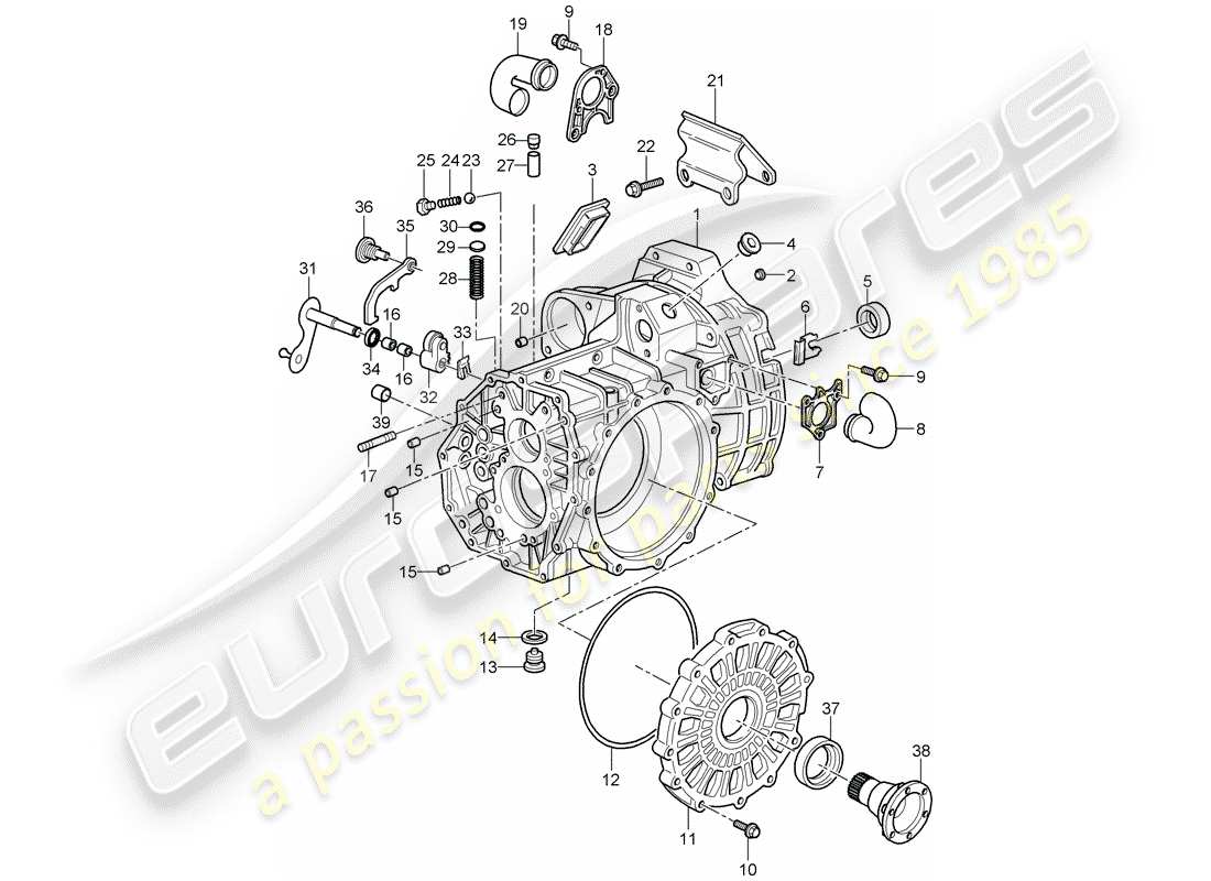 porsche 997 gt3 (2007) transmission case parts diagram