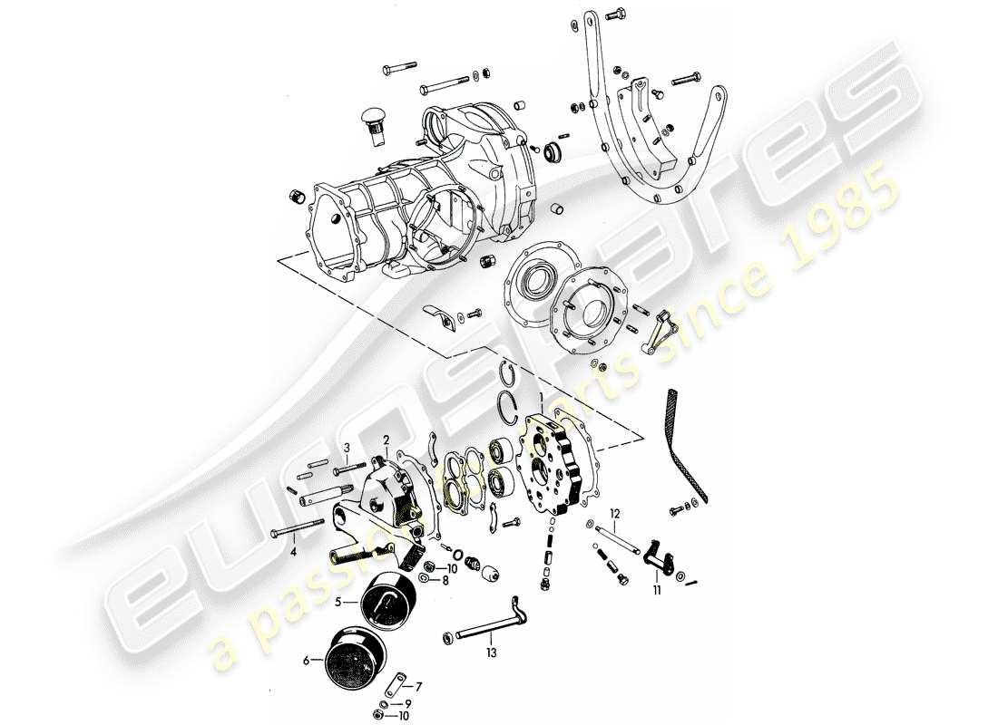 porsche 356b/356c (1961) transmission cover - intermediate plate part diagram