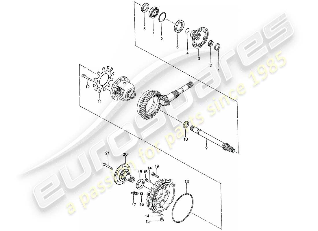 porsche 968 (1994) tiptronic - differential - housing part diagram