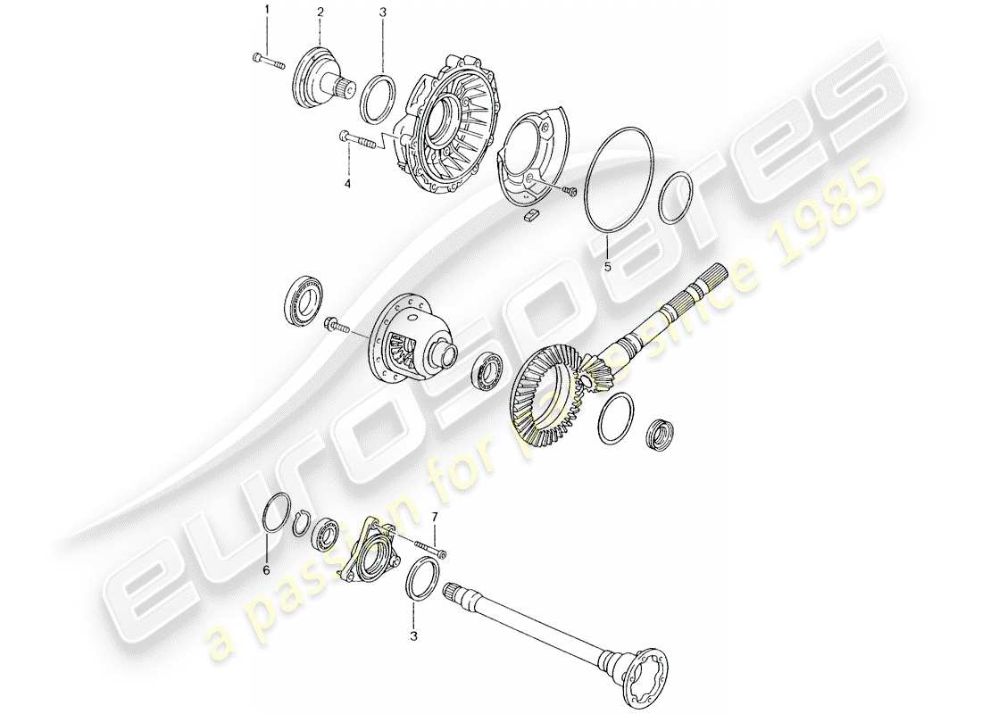 porsche 996 (2000) tiptronic - - differential - differential case part diagram