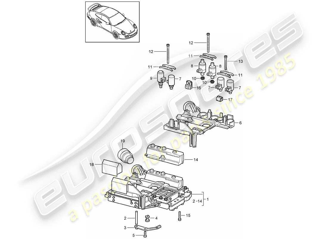 porsche 997 t/gt2 (2007) tiptronic parts diagram