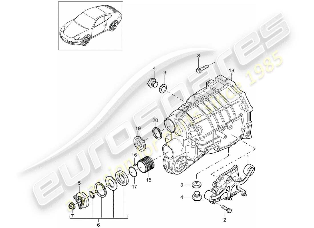 porsche 997 gen. 2 (2010) manual gearbox parts diagram