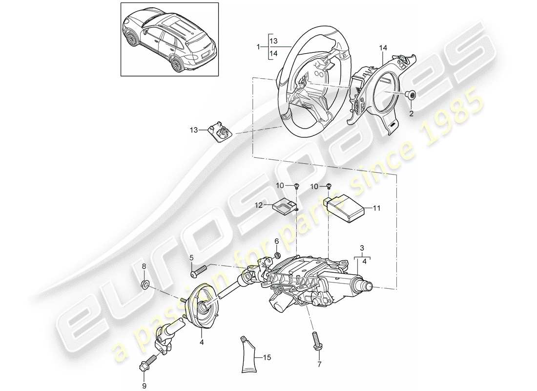 porsche cayenne e2 (2013) steering wheels part diagram