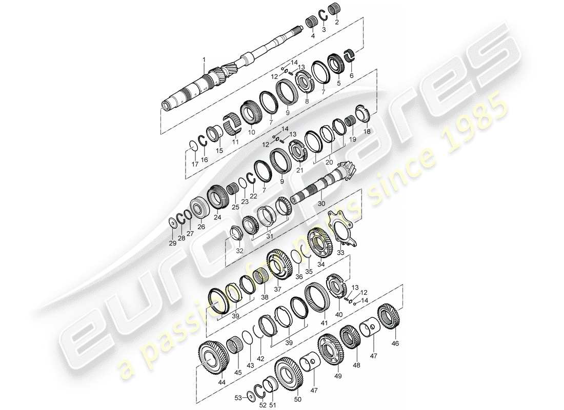 porsche 997 (2007) gears and shafts parts diagram
