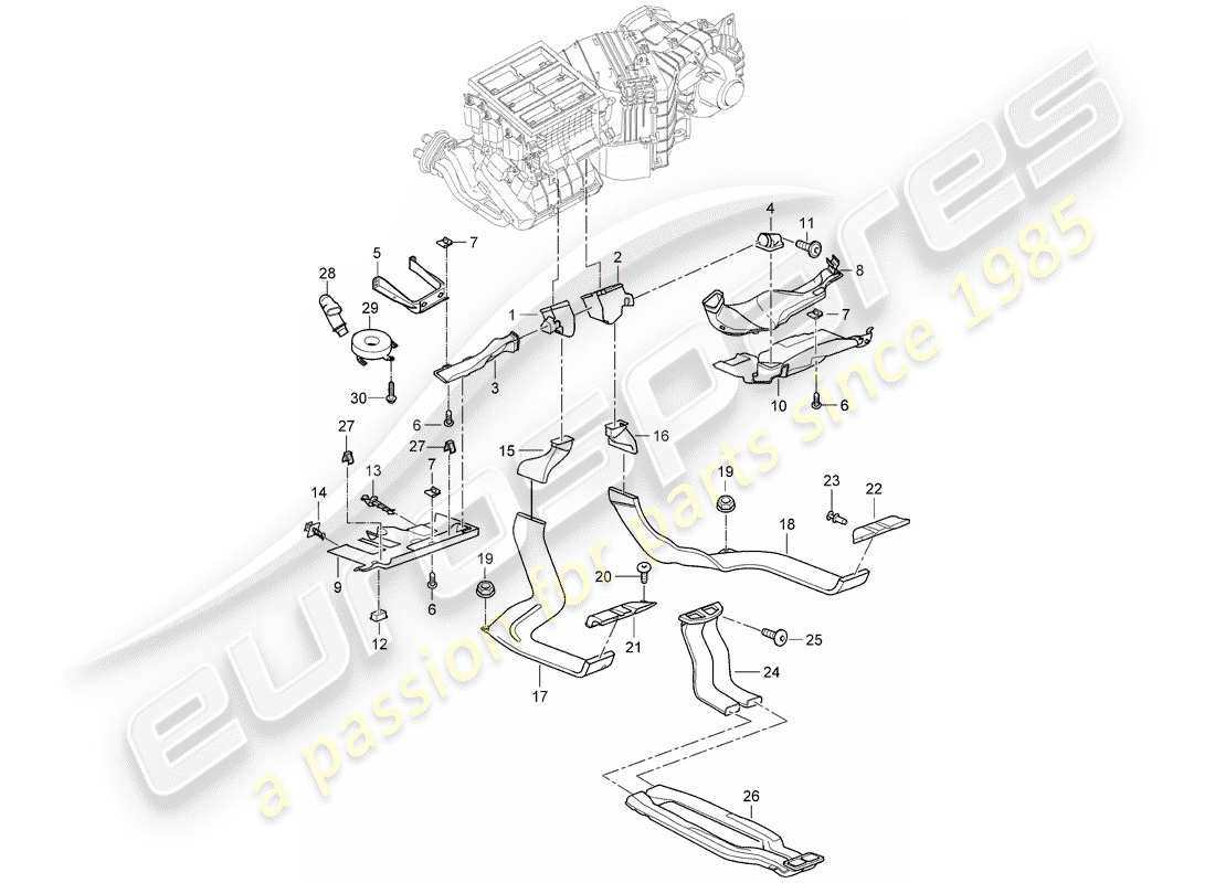 porsche cayenne (2004) air distribution housing part diagram