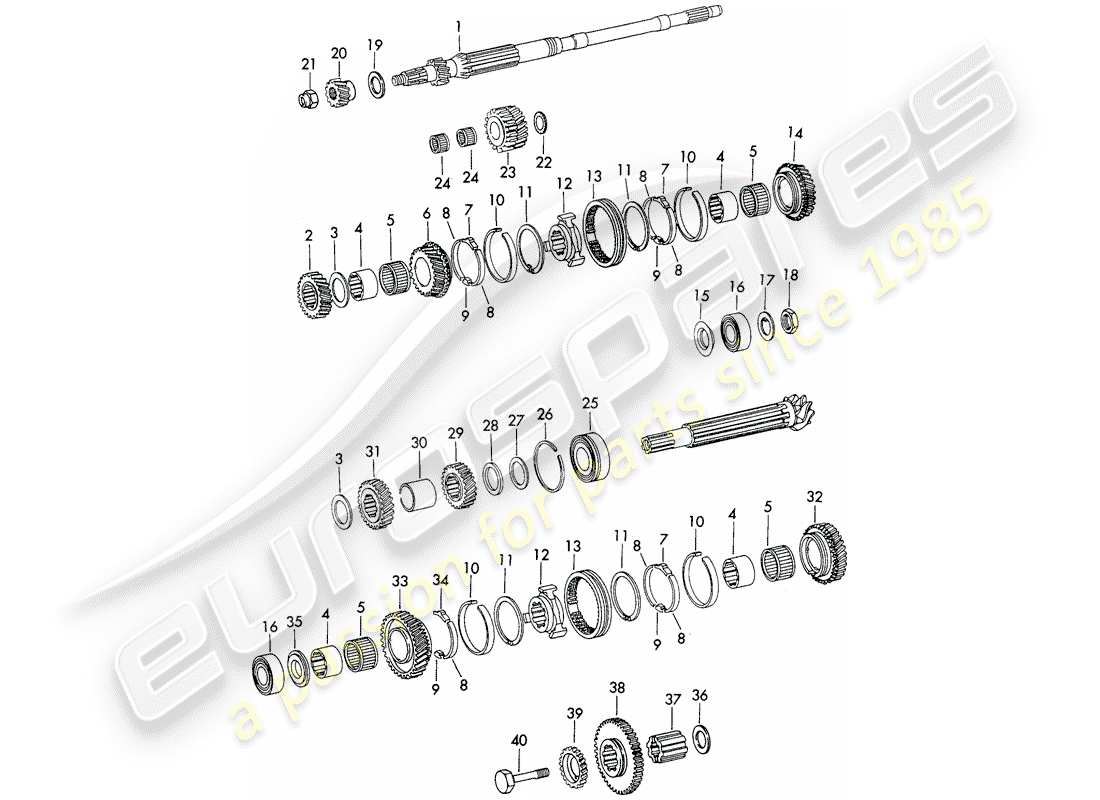 porsche 911 (1971) gears and shafts - sportomatic - d - mj 1972>> part diagram