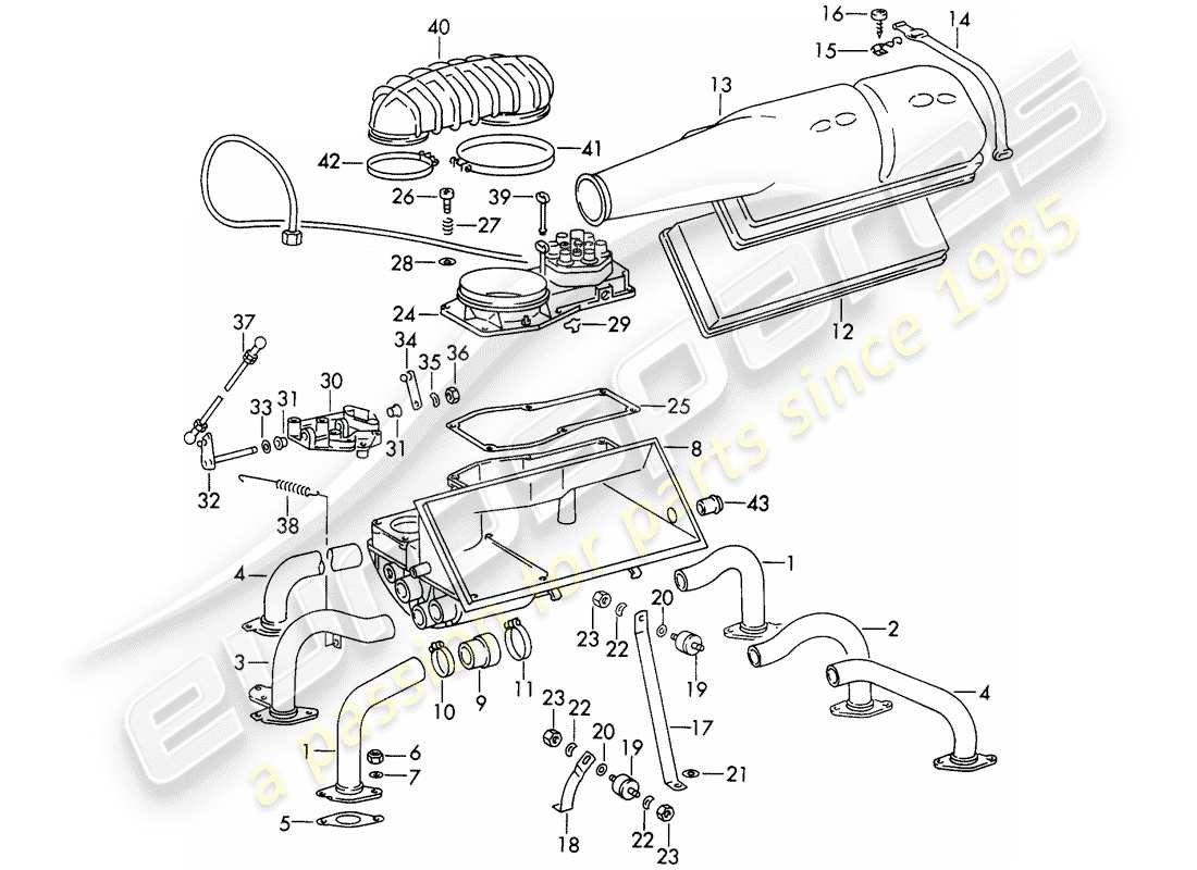 porsche 911 (1971) injection system - with: - air cleaner - and - mixture control unit - d - mj 1972>> part diagram