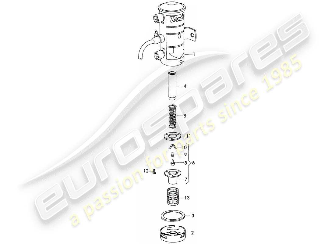 porsche 356b/356c (1963) single parts - for - fuel pump part diagram