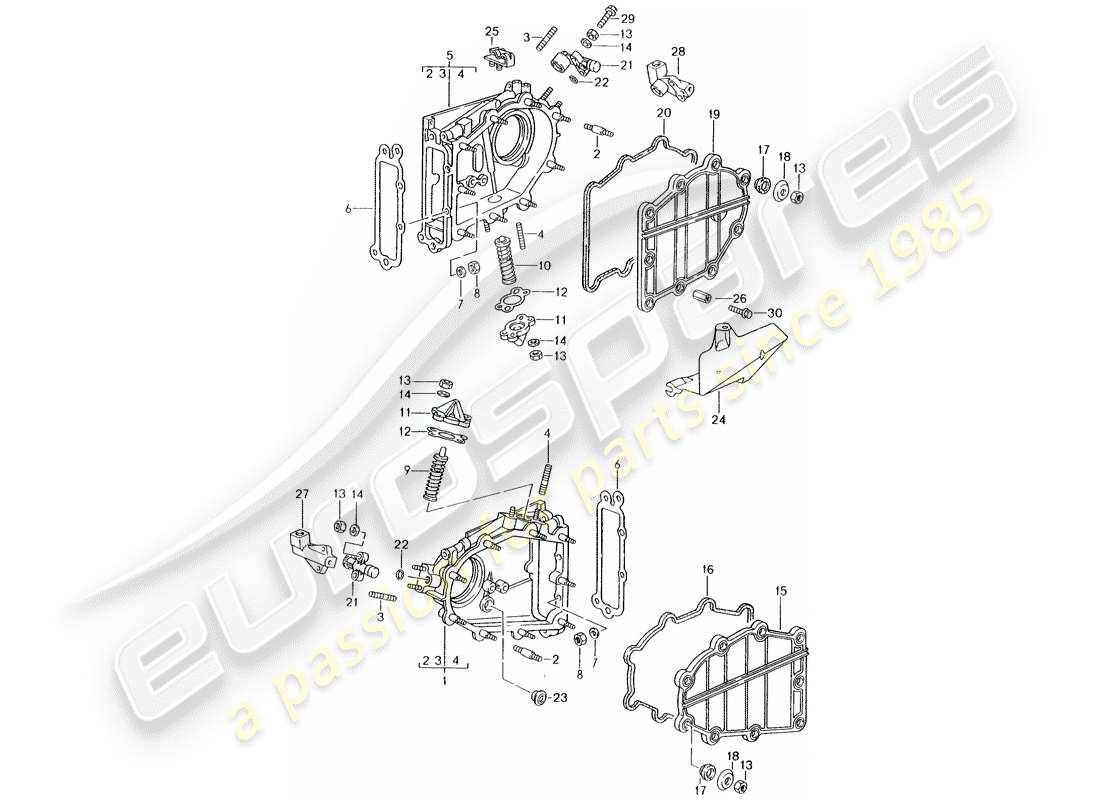 porsche 993 (1997) chain case - tensioner - chain part diagram