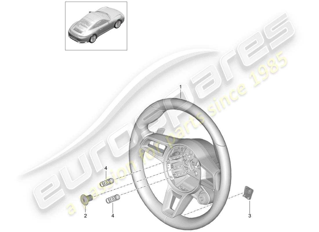 porsche 991 gen. 2 (2020) steering wheel part diagram