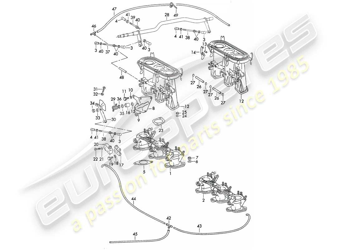 porsche 911 (1972) injection system - throttle body - d - mj 1972>> part diagram