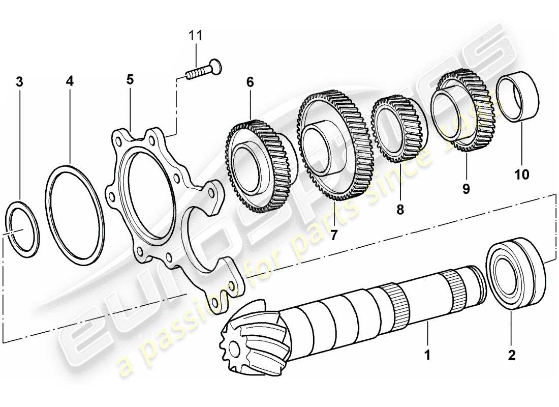 porsche 996 (2004) gears and shafts parts diagram