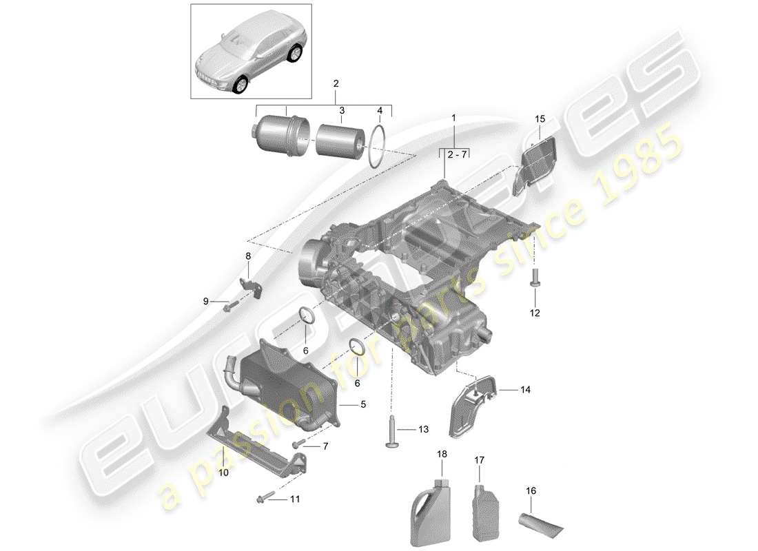 porsche macan (2015) oil-conducting housing parts diagram