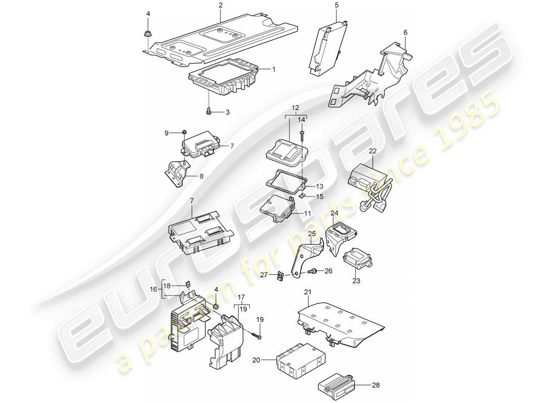 porsche 997 t/gt2 (2007) control units part diagram