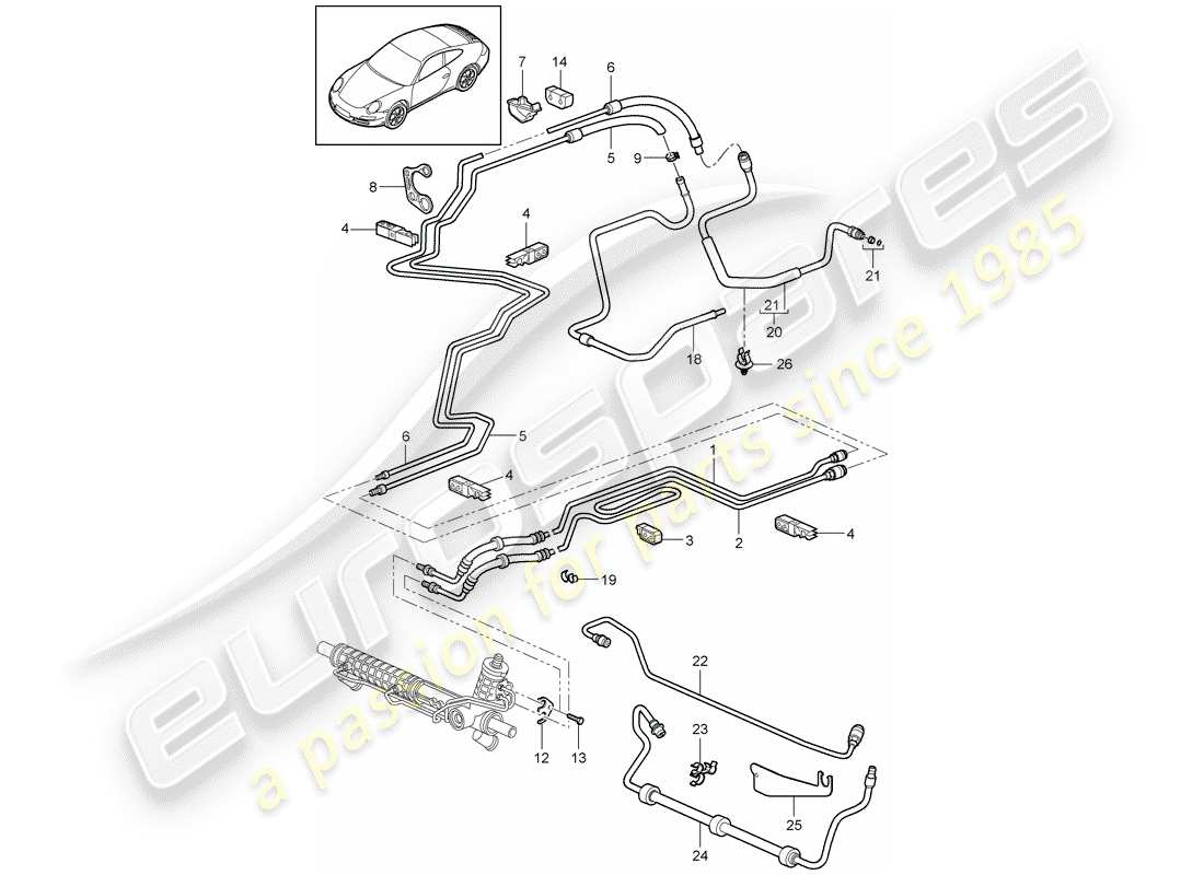 porsche 997 gen. 2 (2010) power steering parts diagram